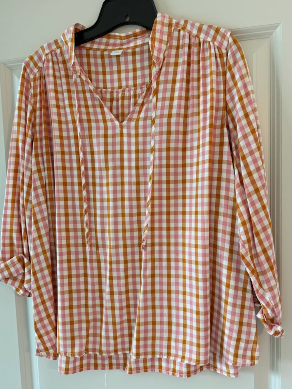 Old Navy Pink White & Rust Cotton Blouse